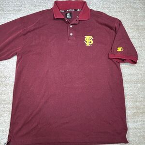 Starter Polo Shirt Mens XL Florida State Seminoles Maroon Short Sleeve Team